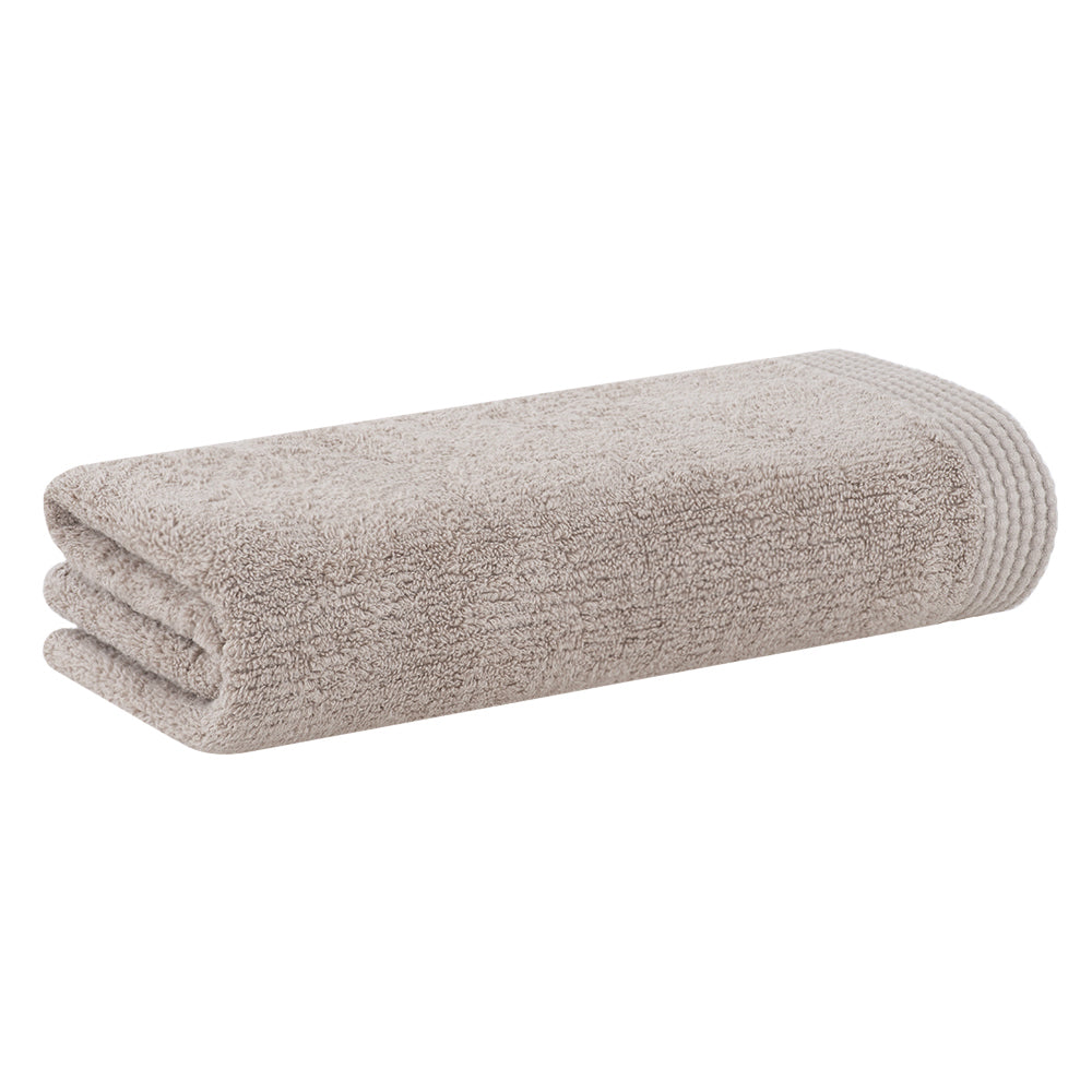 Luxurious, double-sided ribbed bath towel, beige, soft, sustainable, made in Brazil, Veluda.