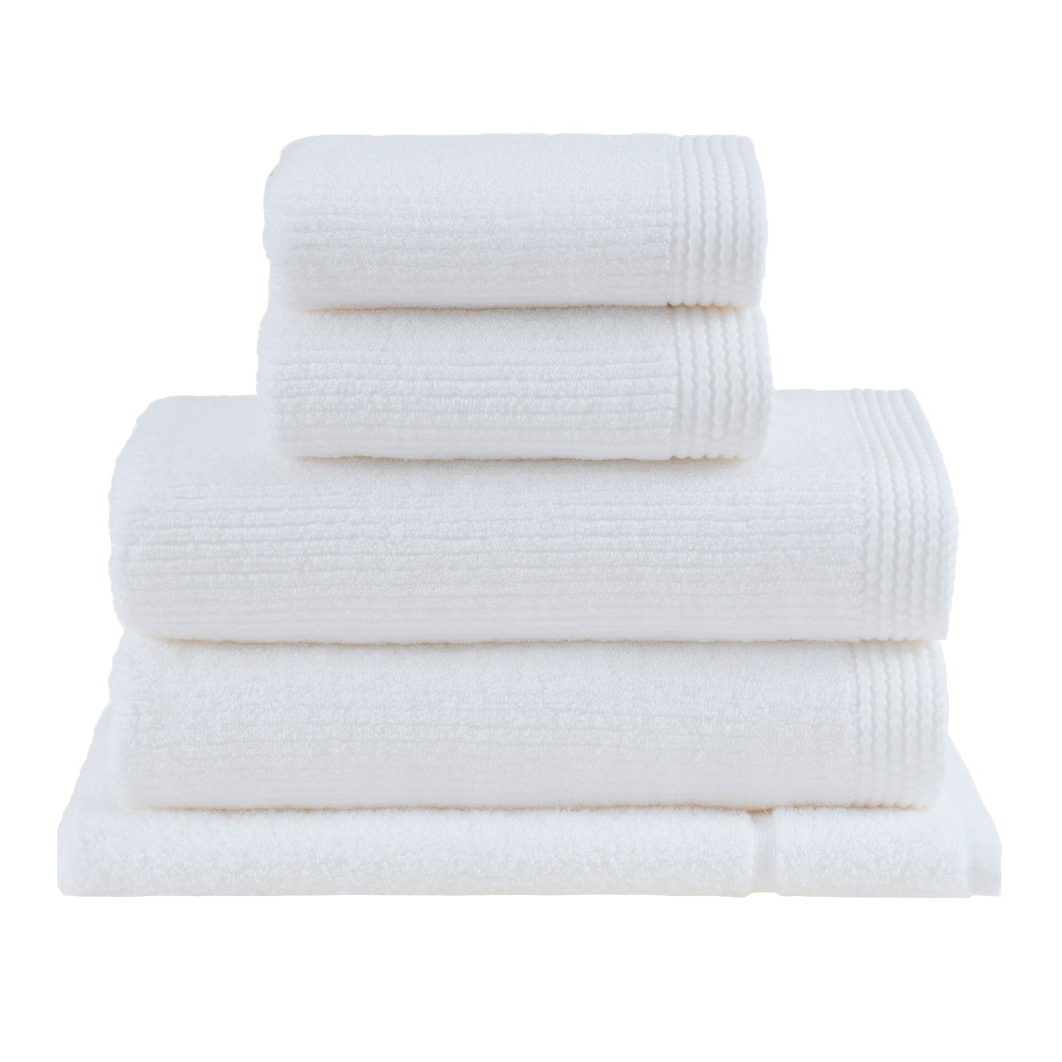 Luxurious, double-sided ribbed bath sheet, white, soft, sustainable, made in Brazil, Veluda.