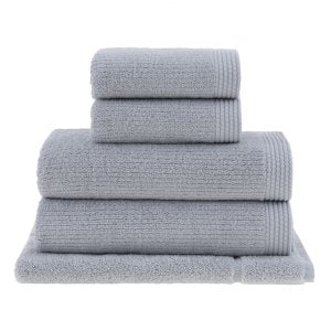Luxurious, double-sided ribbed bath sheet, gray, soft, sustainable, made in Brazil, Veluda.