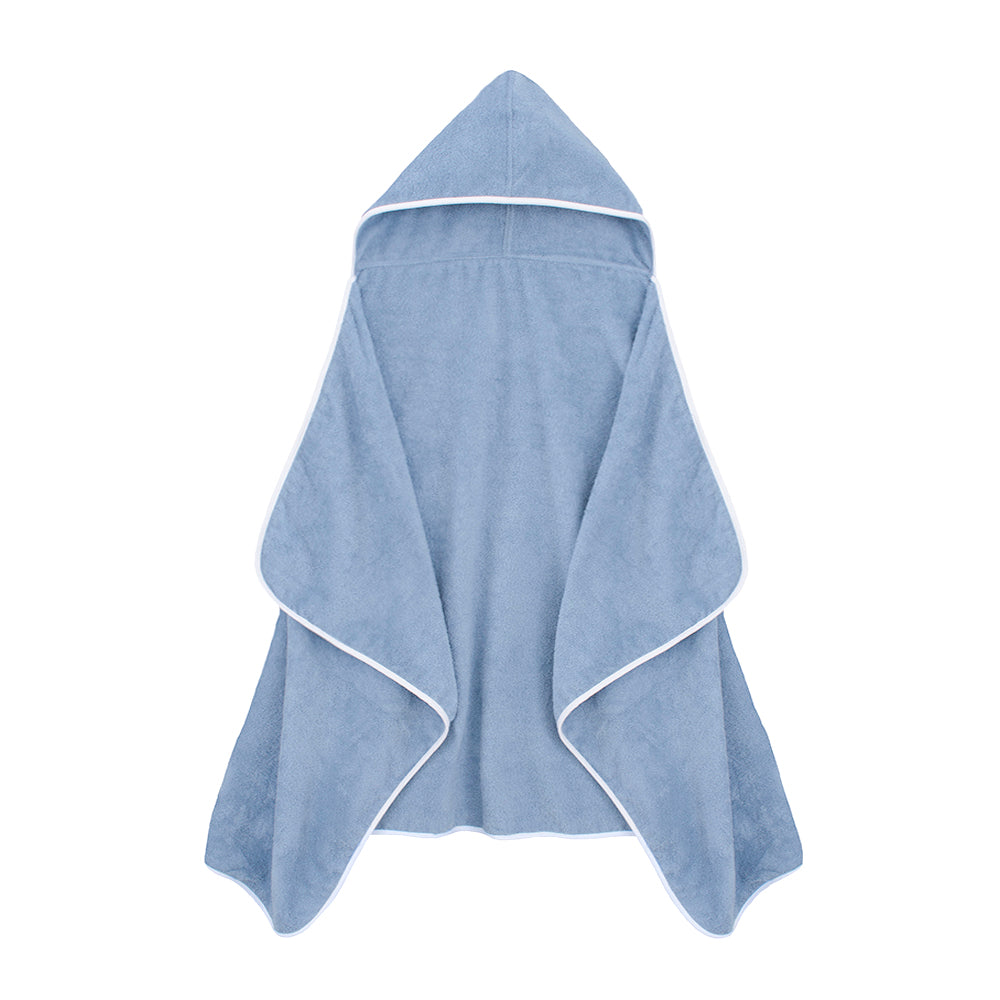 Soft, hypoallergenic baby hooded towel, blue, absorbent, grows with child, Veluda.