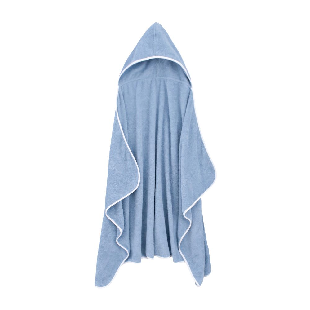 Soft, hypoallergenic baby hooded towel, blue, absorbent, grows with child, Veluda.