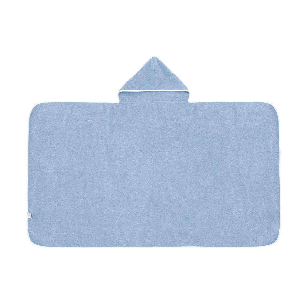 Soft, hypoallergenic baby hooded towel, blue, absorbent, grows with child, Veluda.