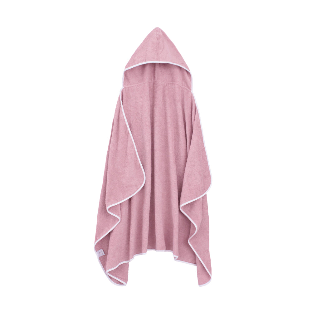 Soft, hypoallergenic baby hooded towel, pink, absorbent, grows with child, Veluda.