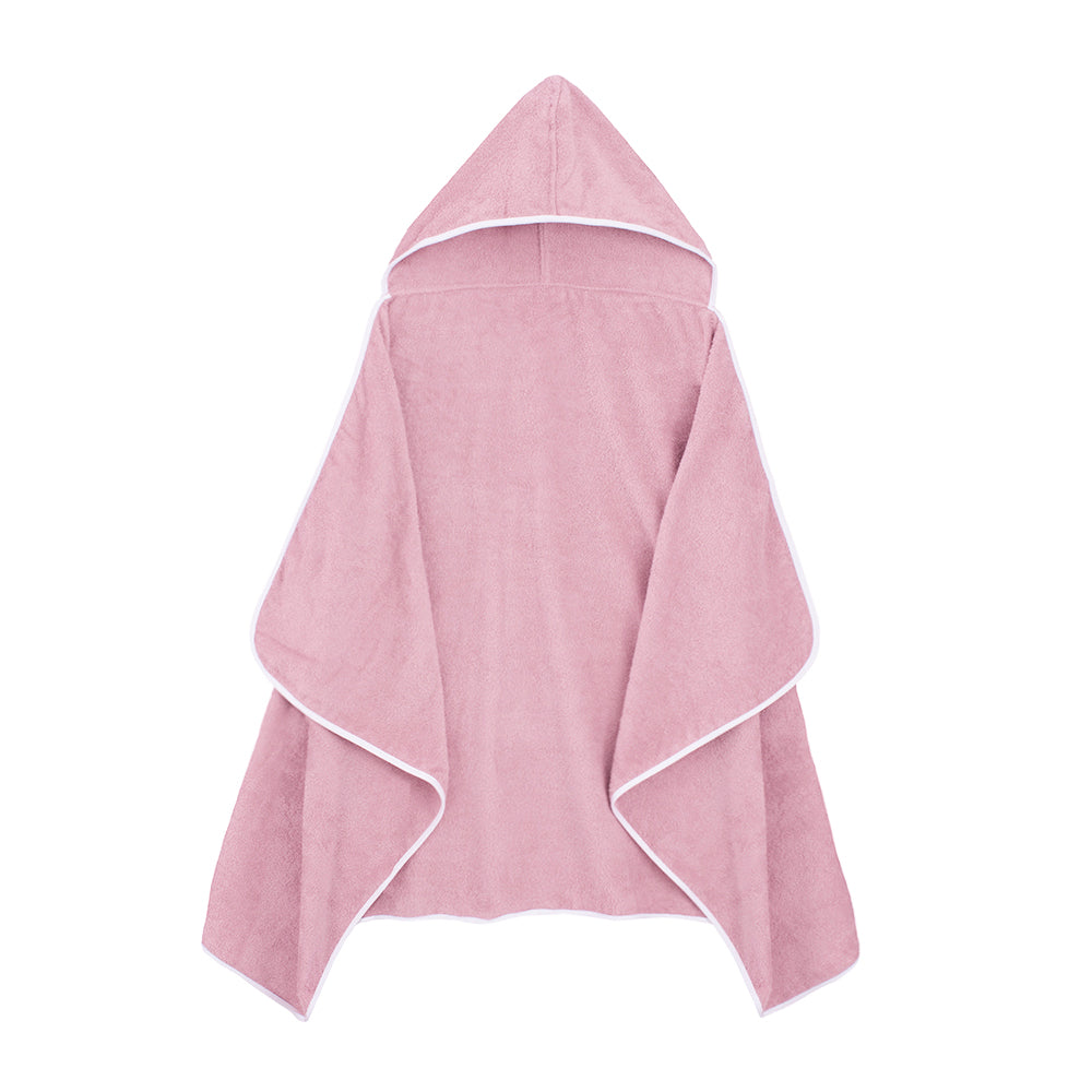 Soft, hypoallergenic baby hooded towel, pink, absorbent, grows with child, Veluda.