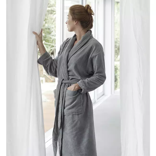 Spa Bathrobe Plush Velour, Pockets & Belt, Brazilian Cotton by Veluda